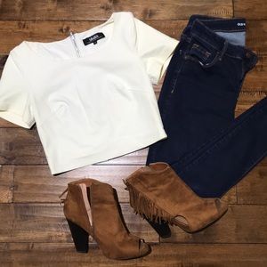 Cream Lulus Crop tip zipper back